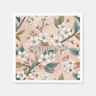 Serviette En Papier Motif botanique de branche de sakura pêche douce