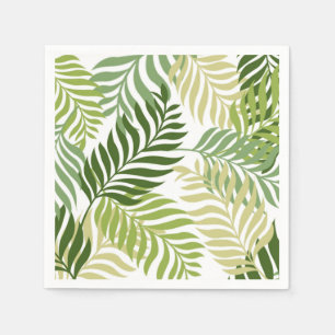 Serviette En Papier Motif botanique de feuille de fougère sur le blanc