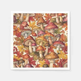 Serviette En Papier Motif botanique vintage de forêt de champignons d'