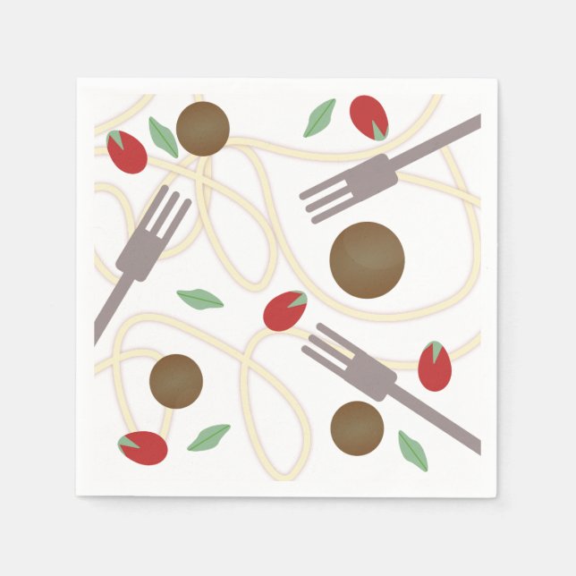 Serviette En Papier Motif Boules de Viande Spaghetti Cool (Devant)