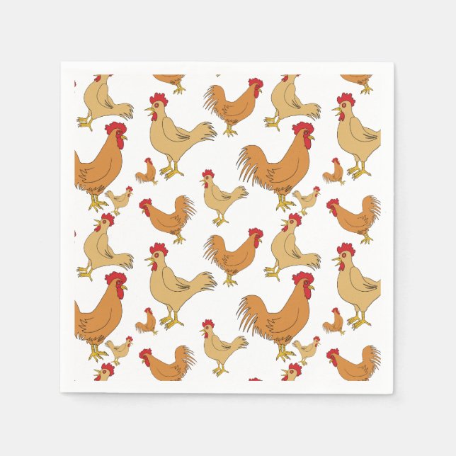 Serviette En Papier Motif Brown de conception de poulet (Devant)