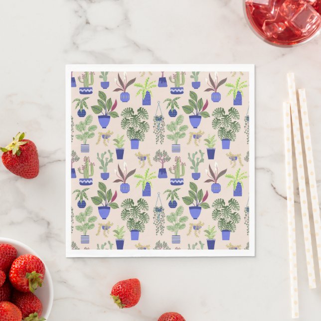 Serviette En Papier Motif Cactus (En situation)