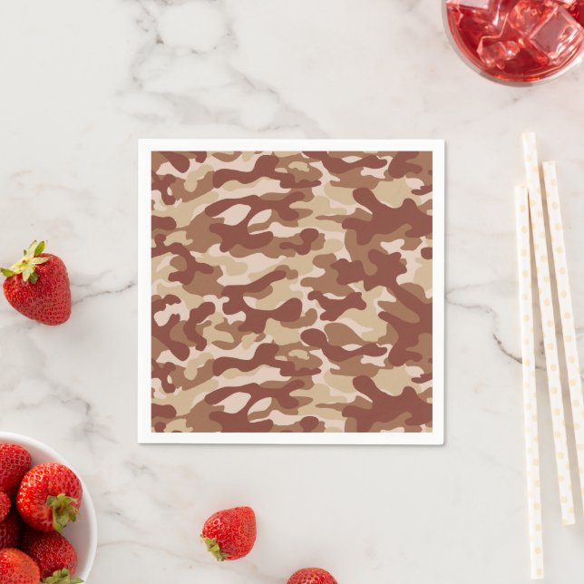 Serviette En Papier Motif camouflage beige désert (En situation)