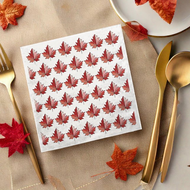 Serviette En Papier Motif canadien contemporain de feuille d'érable ID (Créateur téléchargé)