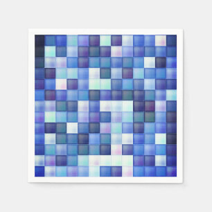 Serviette En Papier Motif carré bleu de pixels de jeu vidéo
