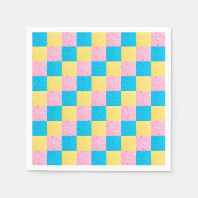 Serviette En Papier Motif carré coloré (Devant)