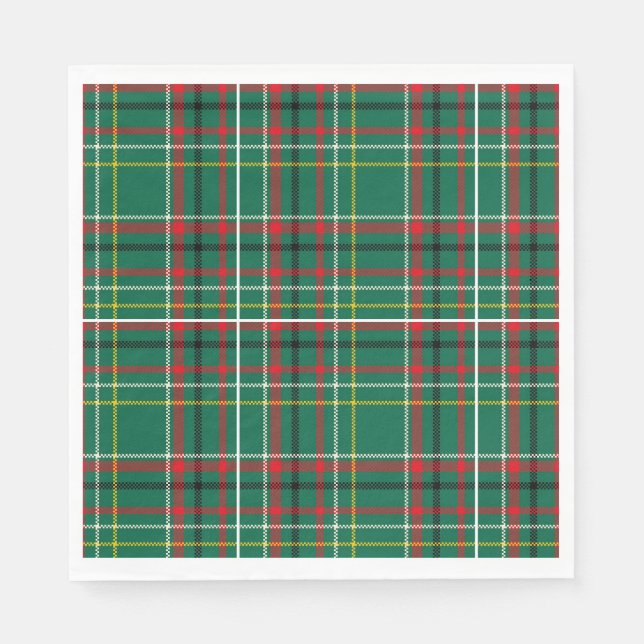 Serviette En Papier Motif carreau de Noël vert-23914 (Devant)