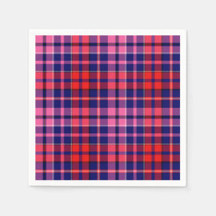 Serviette En Papier Motif carreaux tartan bleu marine rouge rose
