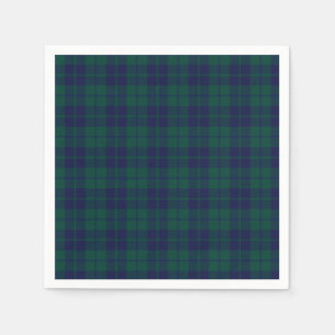 Serviette En Papier Motif carreaux tartan vert et marine classique
