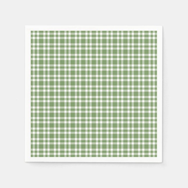 Serviette En Papier Motif carreaux vert blanc (Devant)