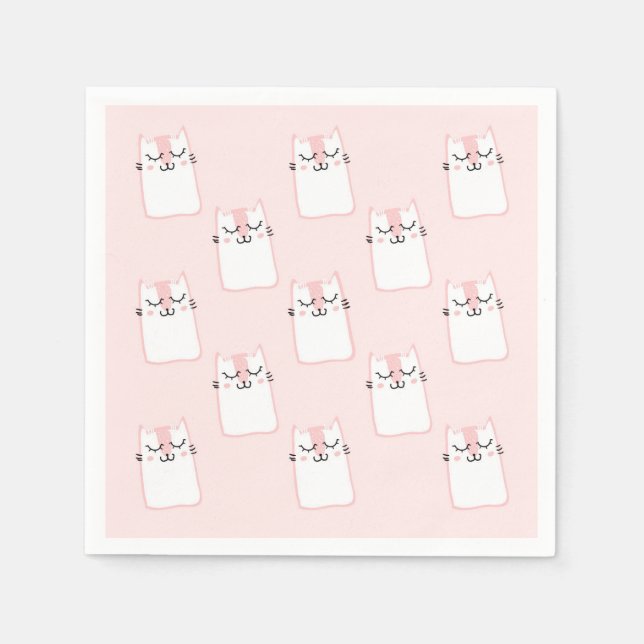 Serviette En Papier Motif chat chaton mignon dormant (Devant)