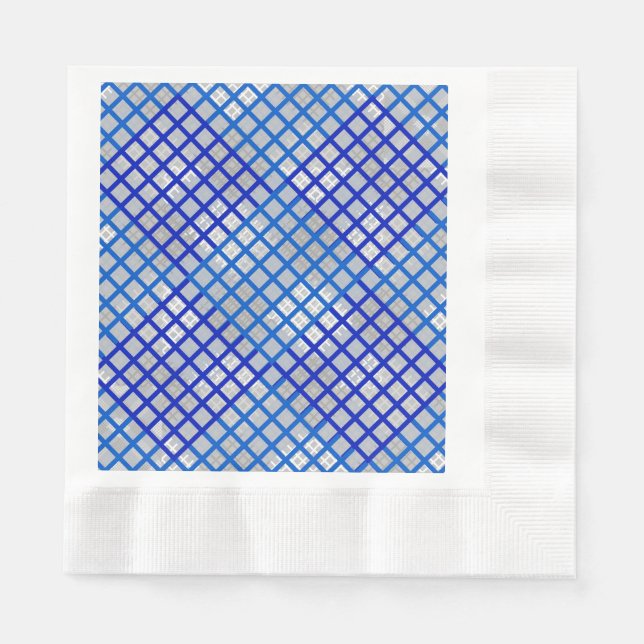Serviette En Papier Motif Checker diagonal Bleu 02,w LGrey BG (Devant)