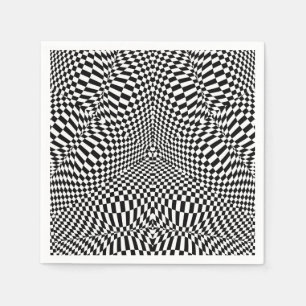 Serviette En Papier Motif checkered noir et blanc abstrait