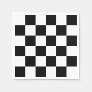 Serviette En Papier Motif Checkered noir et blanc audacieux