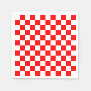 Serviette En Papier Motif chèque À damiers blanc rouge