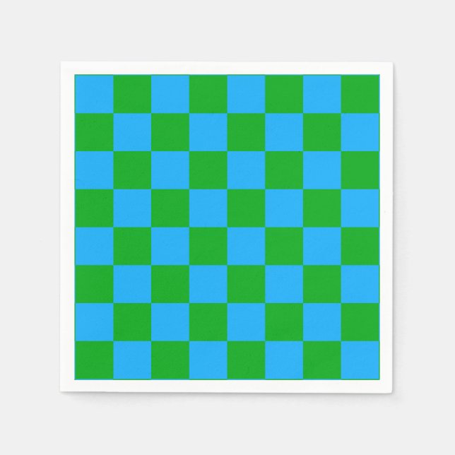Serviette En Papier Motif chèque À damiers bleu vert (Devant)