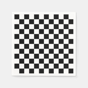 Serviette En Papier Motif chèque À damiers noir blanc
