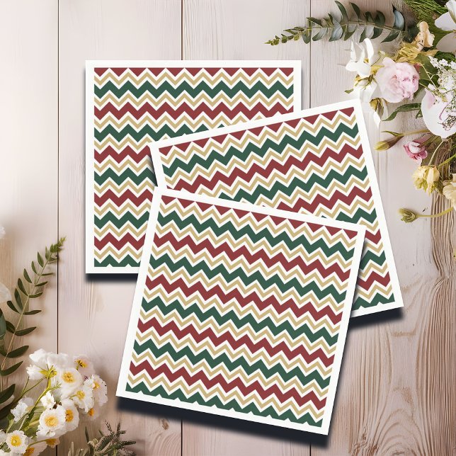 Serviette En Papier Motif Chevron blanc rouge vert (Créateur téléchargé)