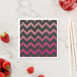 Serviette En Papier Motif chevron gris foncé ombré rose magenta rouge