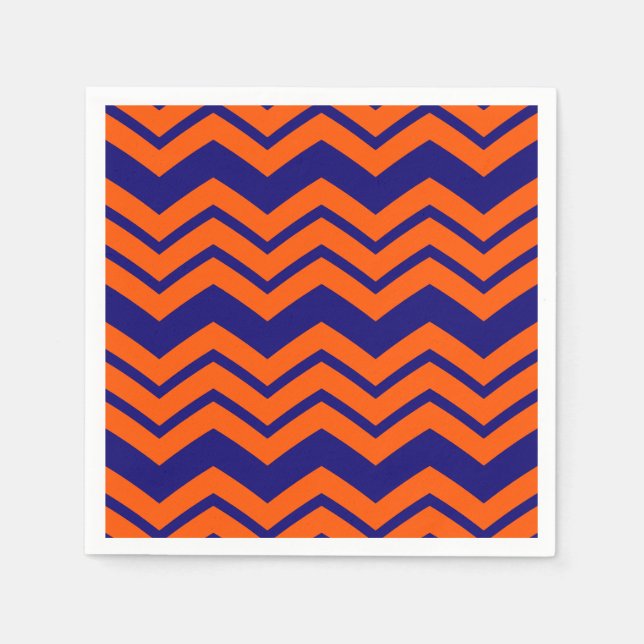 Serviette En Papier Motif chevron zigzag bleu orange  (Devant)