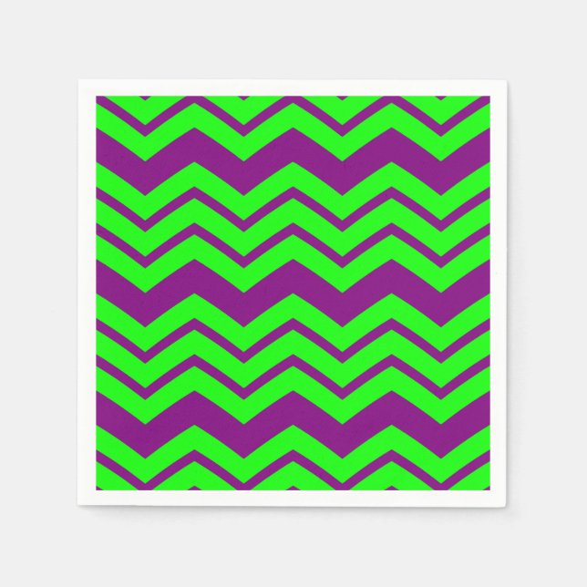 Serviette En Papier Motif chevron zigzag vert violet  (Devant)