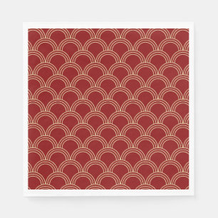 Serviette En Papier Motif chinois traditionnel rouge et or