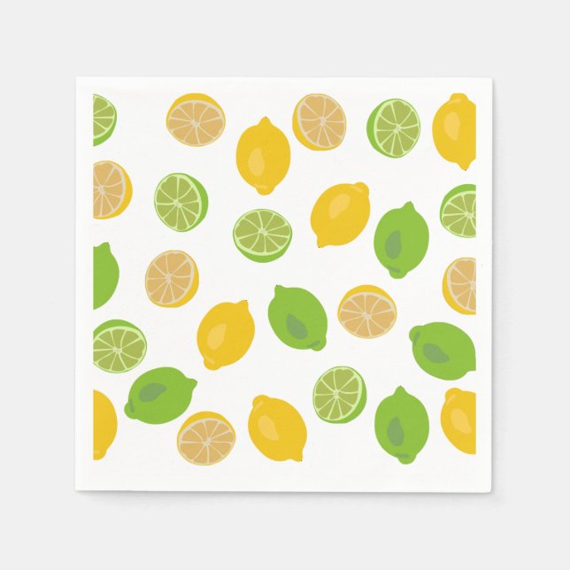 Serviette En Papier Motif citron et citron vert (Devant)