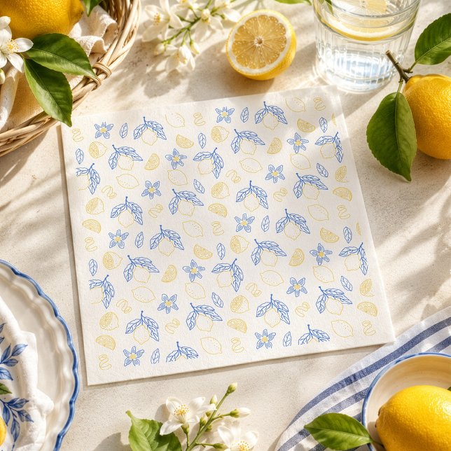 Serviette En Papier Motif Citron Fleur Méditerranéenne (Créateur téléchargé)