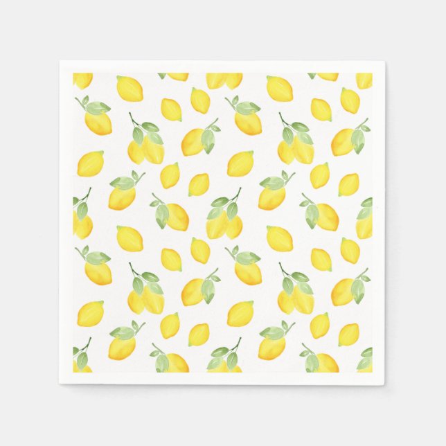 Serviette En Papier Motif citrons aquarelles (Devant)