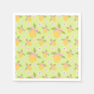 Serviette En Papier Motif Citrons & Marguerite sur Minimaliste Vert Me