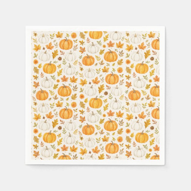 Serviette En Papier Motif Citrouille mignon | Thanksgiving (Devant)
