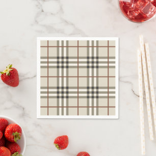 Serviette En Papier Motif Classique Confortable Carreaux Neutres