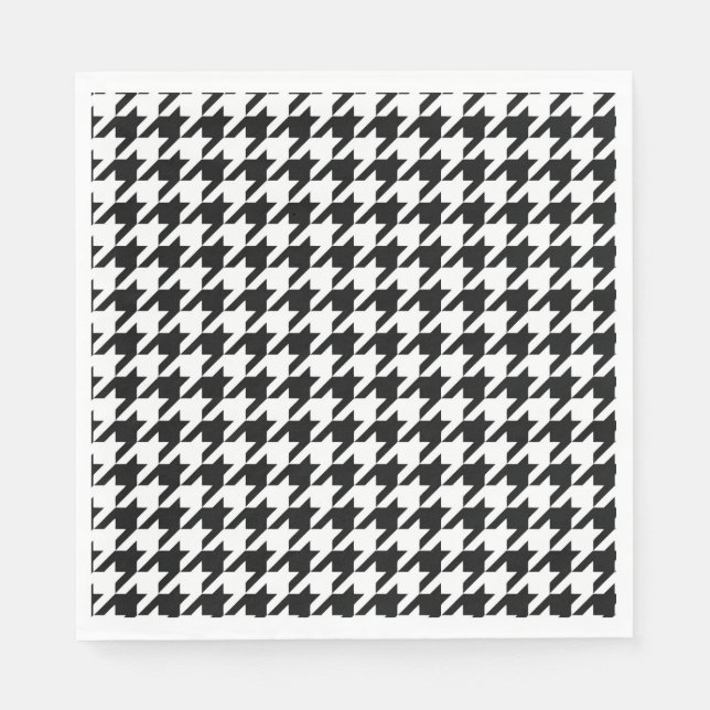 Serviette En Papier Motif classique en Houndstooth : Noir & Blanc Vint (Devant)