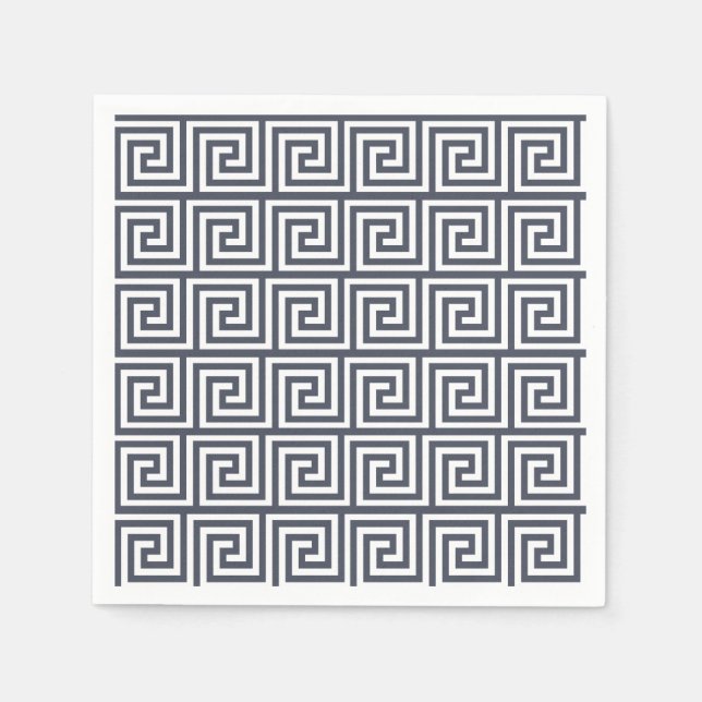 Serviette En Papier Motif clé bleu grec de la marine (Devant)