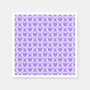 Serviette En Papier Motif coeurs blancs violets