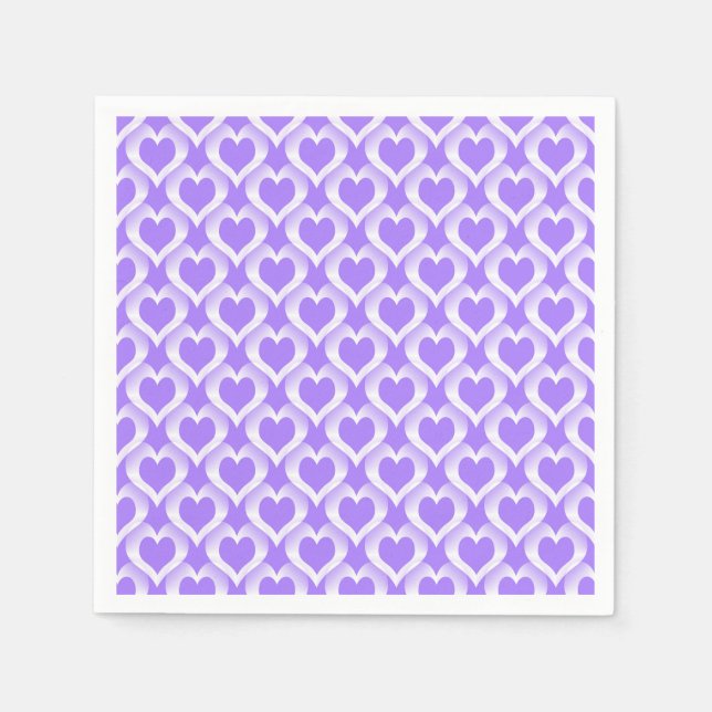 Serviette En Papier Motif coeurs blancs violets (Devant)
