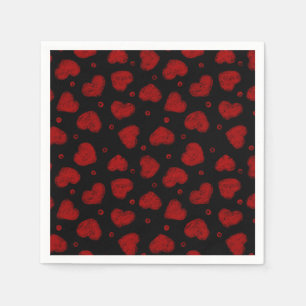 Serviette En Papier Motif coeurs rouges et noirs