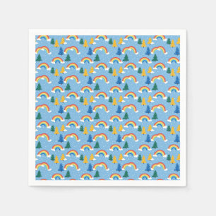 Serviette En Papier Motif coloré avec arcs-en-ciel et arbres