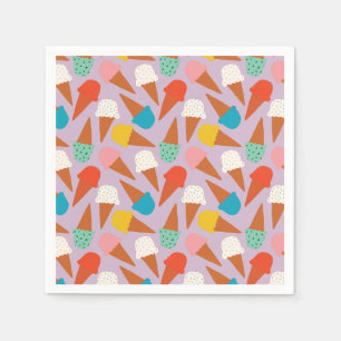 Serviette En Papier Motif coloré de cône de glace dessiné à la main
