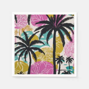 Serviette En Papier Motif coloré de palmier tropical