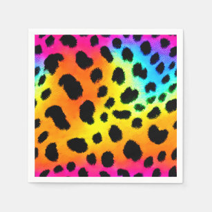 Serviette En Papier Motif coloré Rainbow Cheetah sans couture