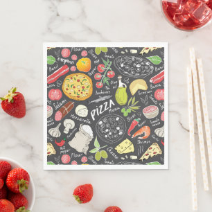 Serviette En Papier motif cool pizza carrelé