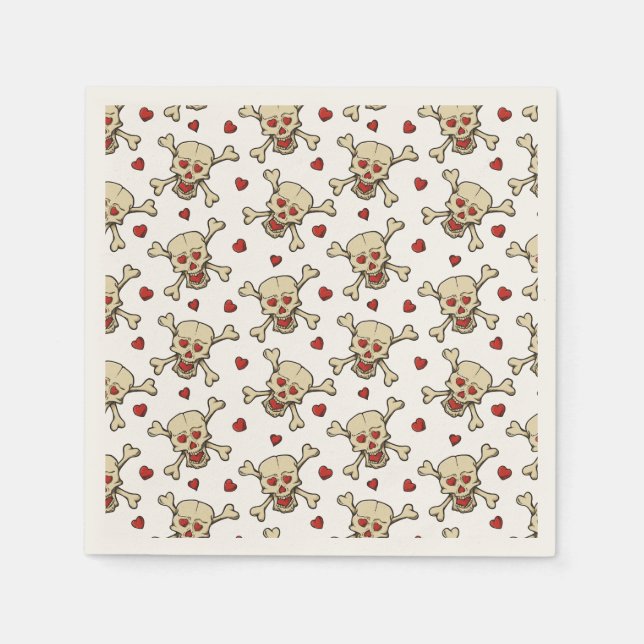 Serviette En Papier Motif crâne avec coeur (Devant)