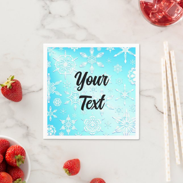Serviette En Papier Motif Crystal Snowflakes (En situation)
