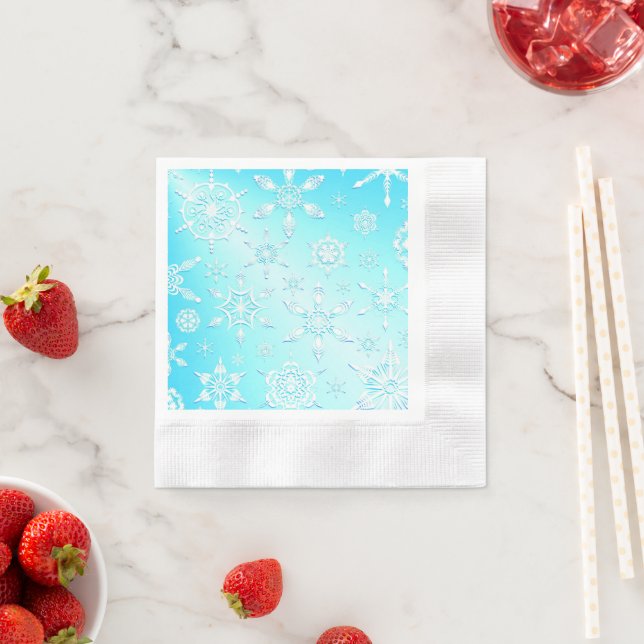 Serviette En Papier Motif Crystal Snowflakes (En situation)