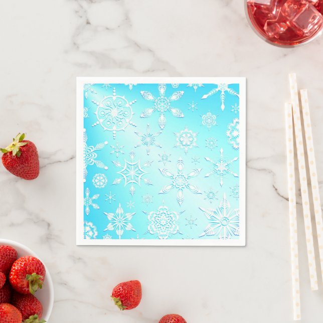 Serviette En Papier Motif Crystal Snowflakes (En situation)