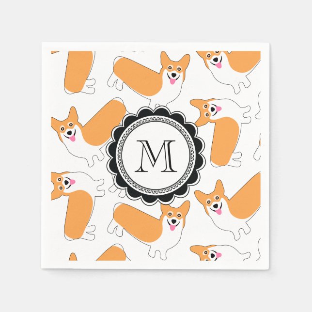 Serviette En Papier Motif Cute Corgi (Devant)