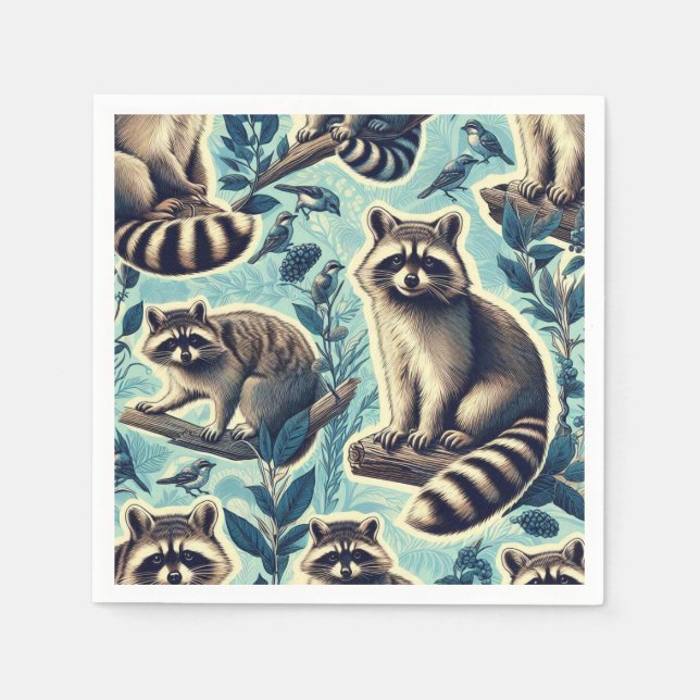 Serviette En Papier Motif Cute Racoon (Devant)