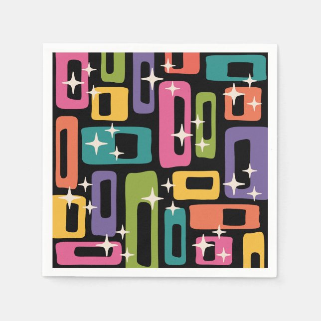 Serviette En Papier Motif d'âge atomique Abstrait MCM rétro (Devant)