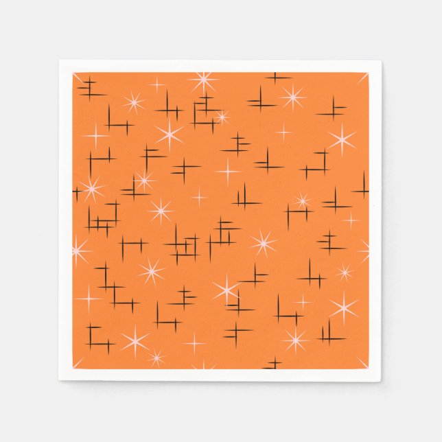 Serviette En Papier Motif d'âge atomique Orange Retro (Devant)